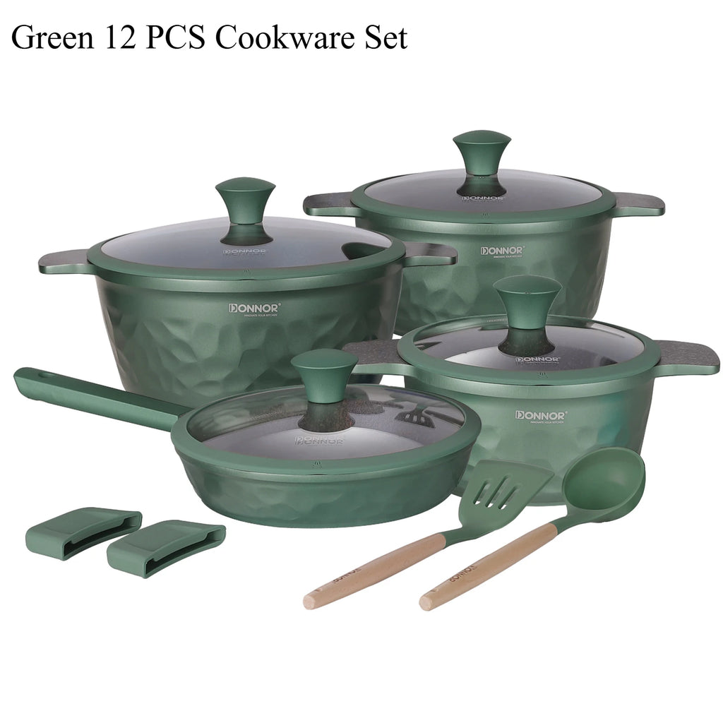 DONNOR Kitchen Cooking Set 12 Pcs Pots and Pans