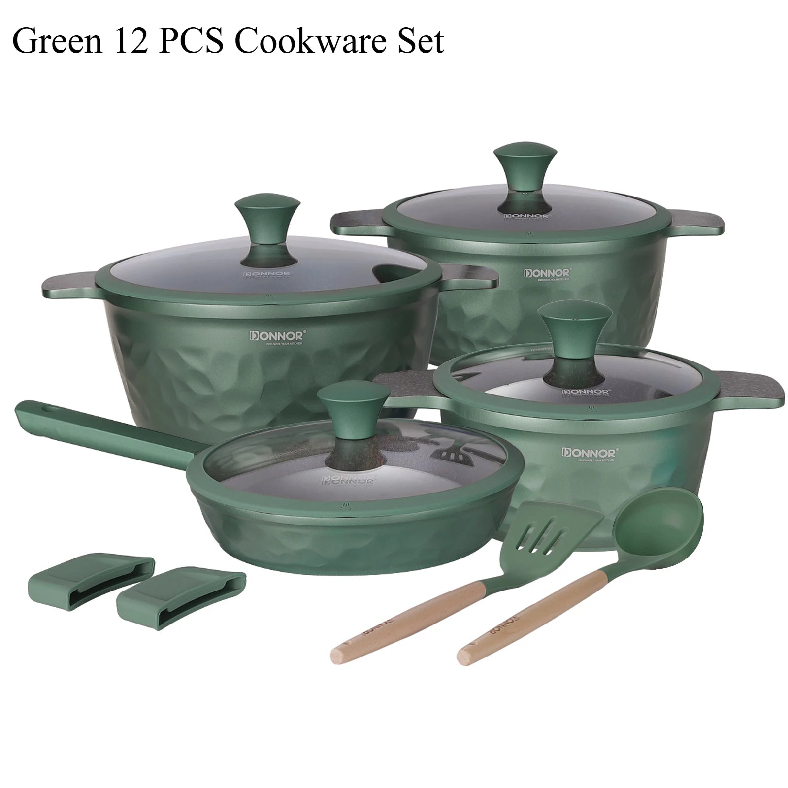 DONNOR Kitchen Cooking Set 12 Pcs Pots and Pans