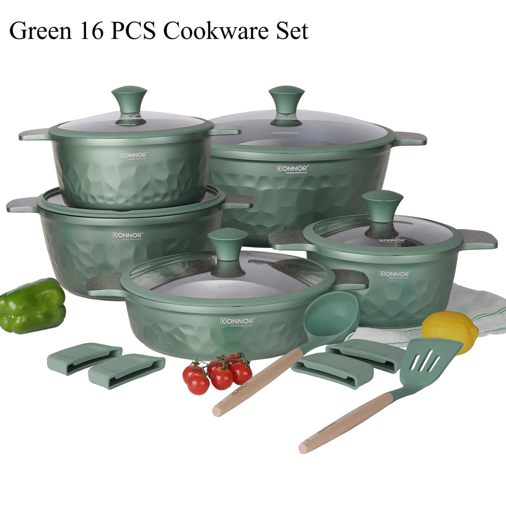 DONNOR Kitchen Cooking Set 12 Pcs Pots and Pans