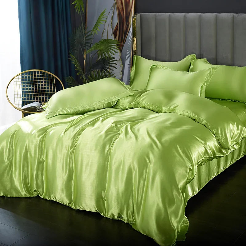 Silk Bedding Set with Duvet Cover 