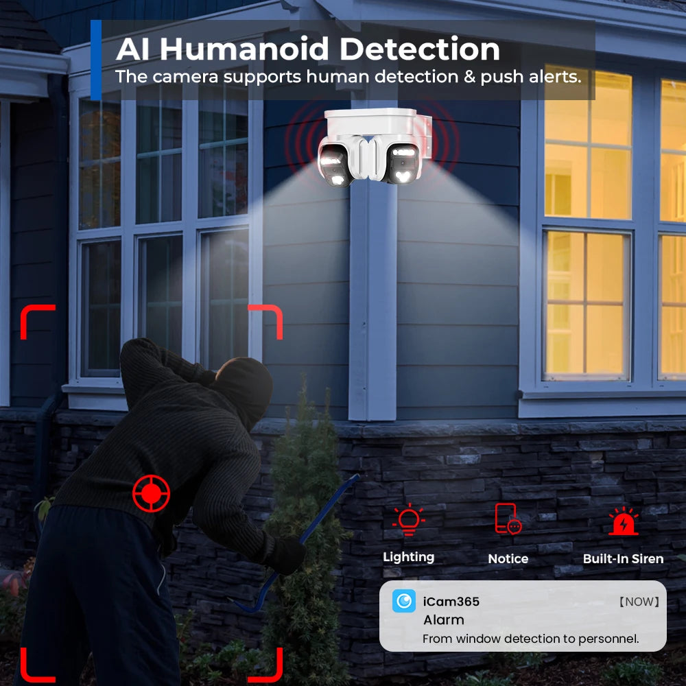 8MP 4K Dual PTZ Wifi Camera 10X Digital Zoom