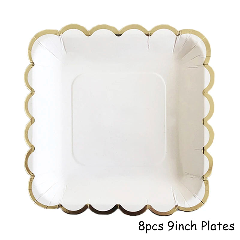 White Disposable Tableware Set Party Supplies