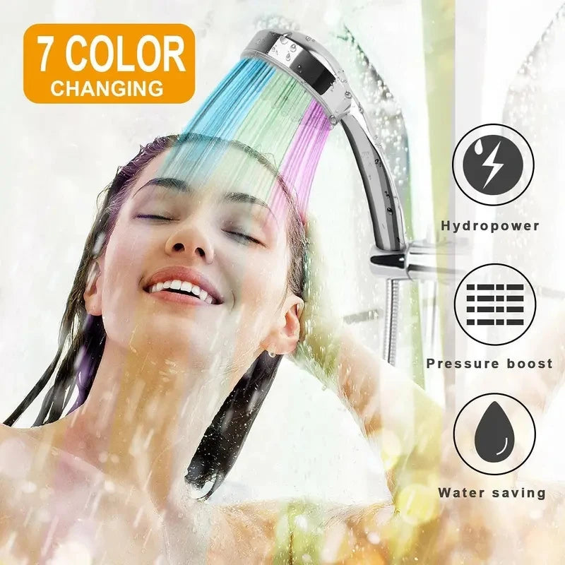 7 Colors Changing LED Shower Head Rainfall Shower