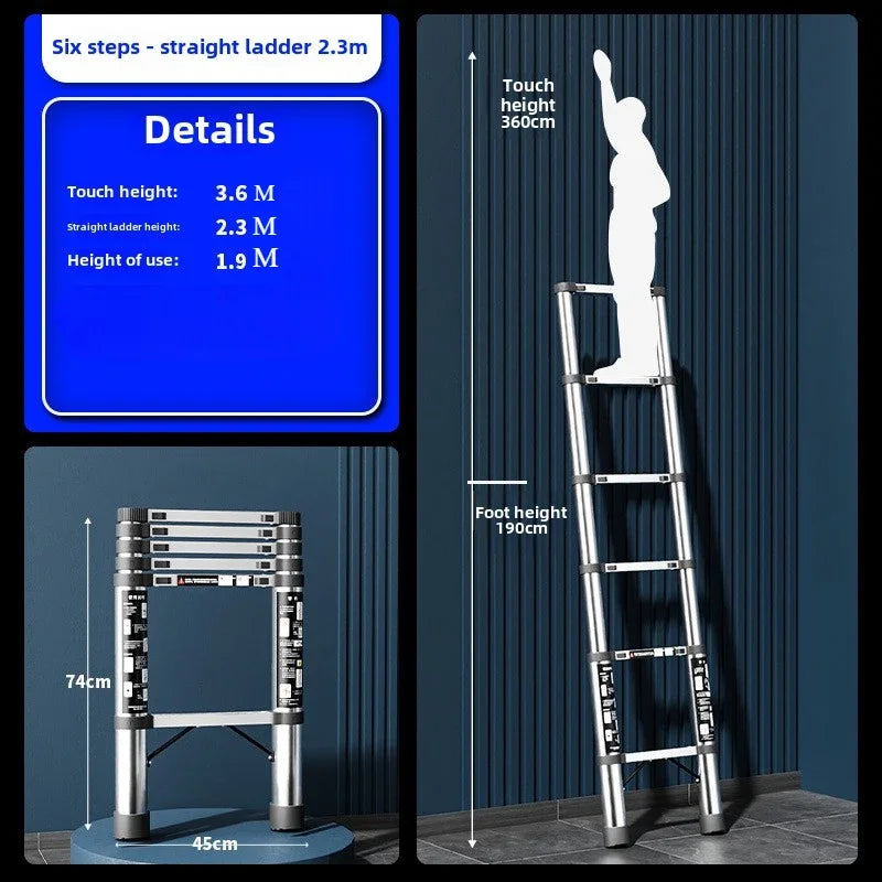 Multi-role Stainless Steel Telescopic Ladder