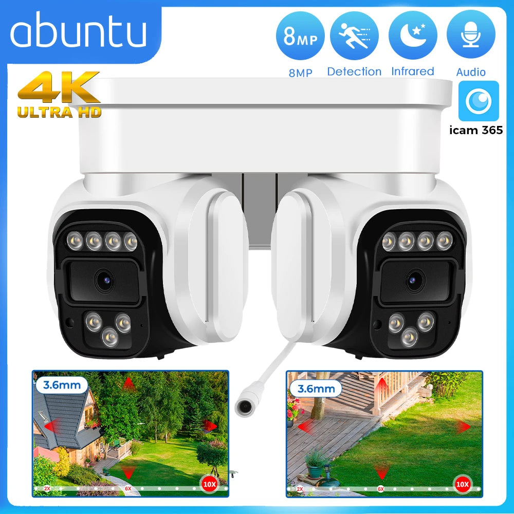 8MP 4K Dual PTZ Wifi Camera 10X Digital Zoom