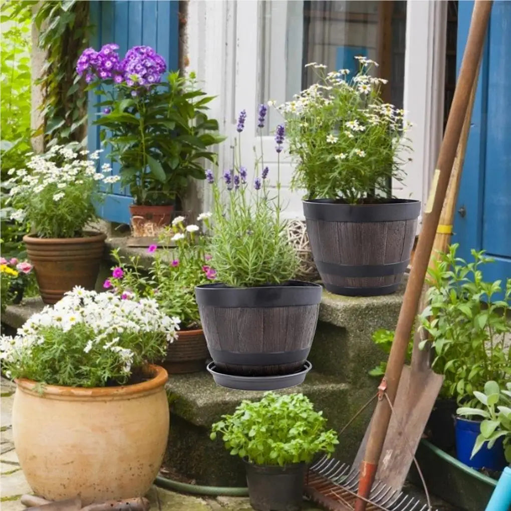 9 Inch Resin Flower Pot Vintage Style