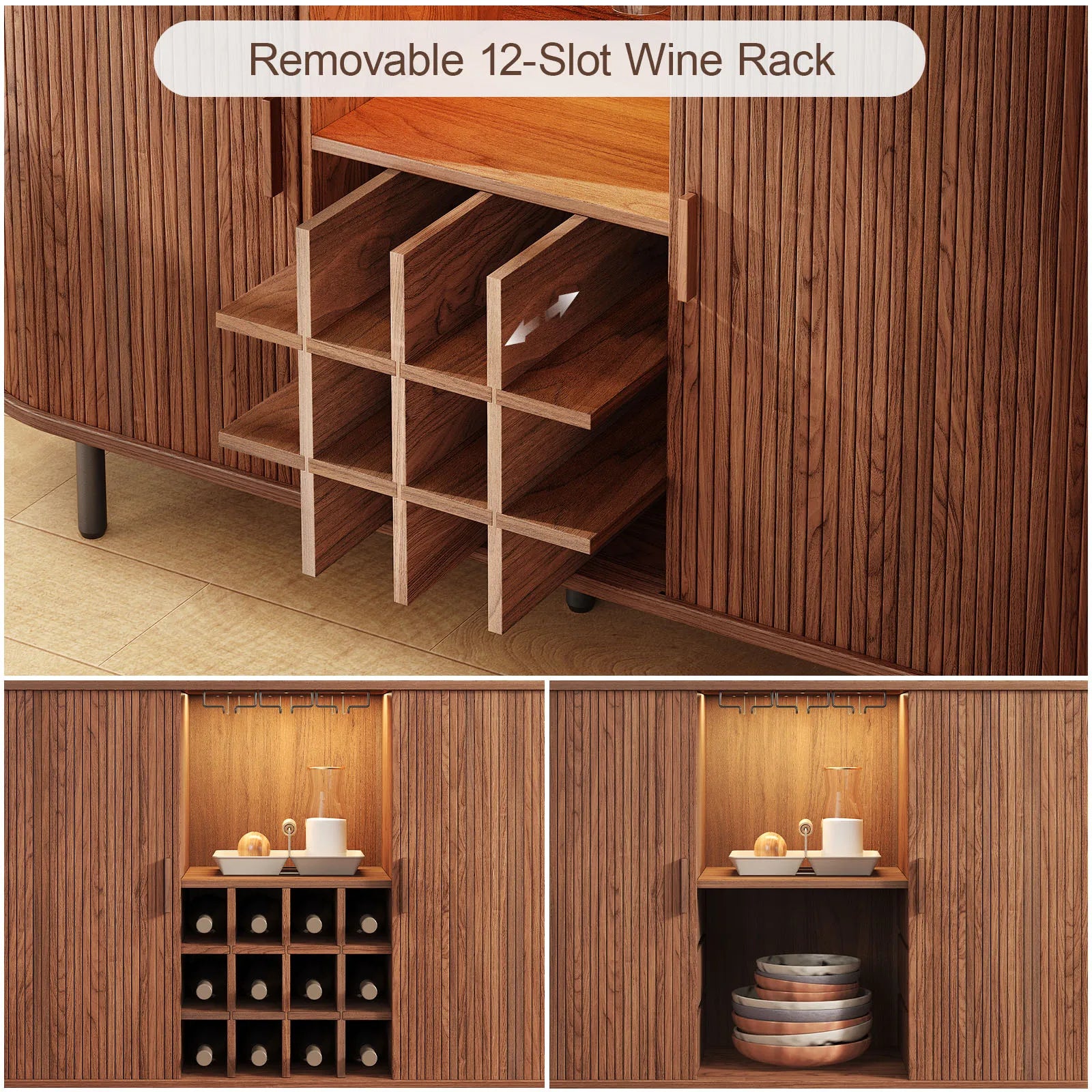 Wine Bar Cabinet w/ LED Light,Liquor Cabinet for Home