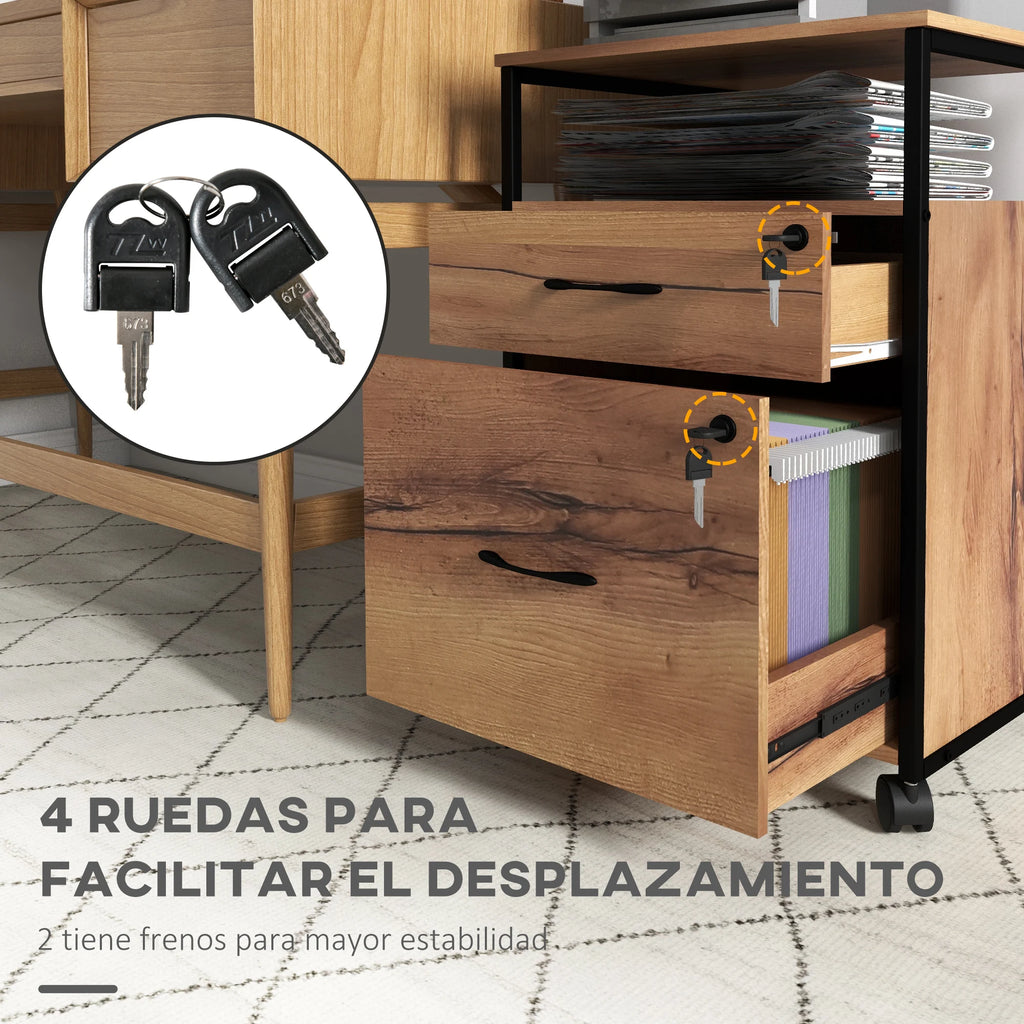 Vinsetto Office Drawer Unit with Wheels Lock 44X40X66.5 cm
