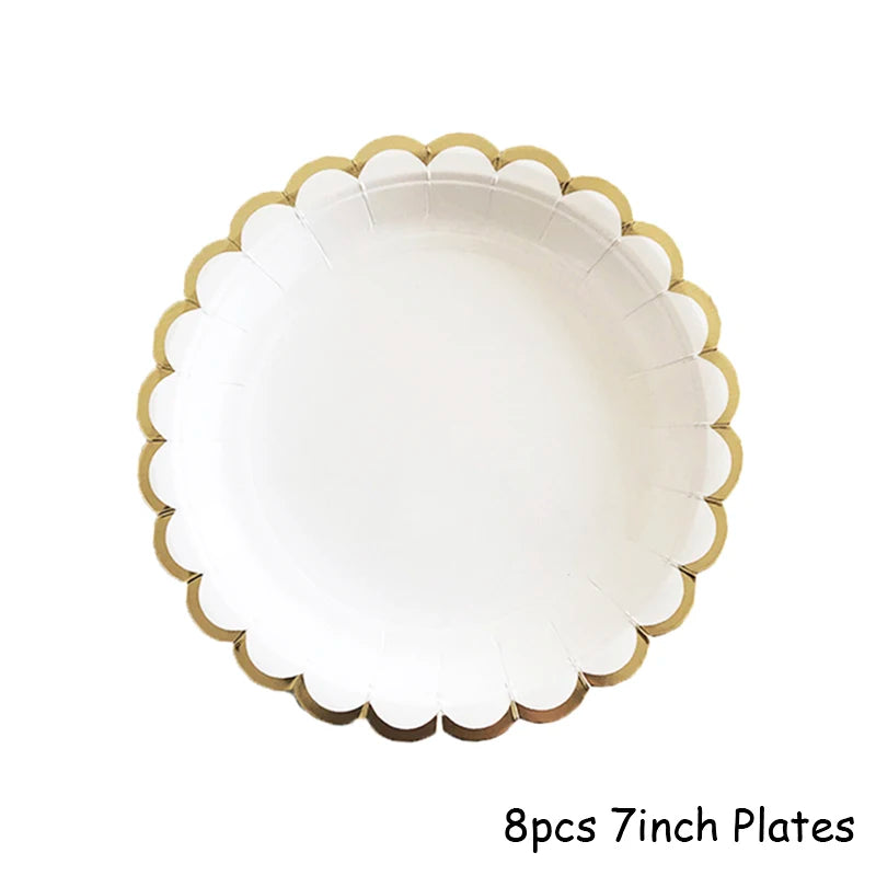 White Disposable Tableware Set Party Supplies