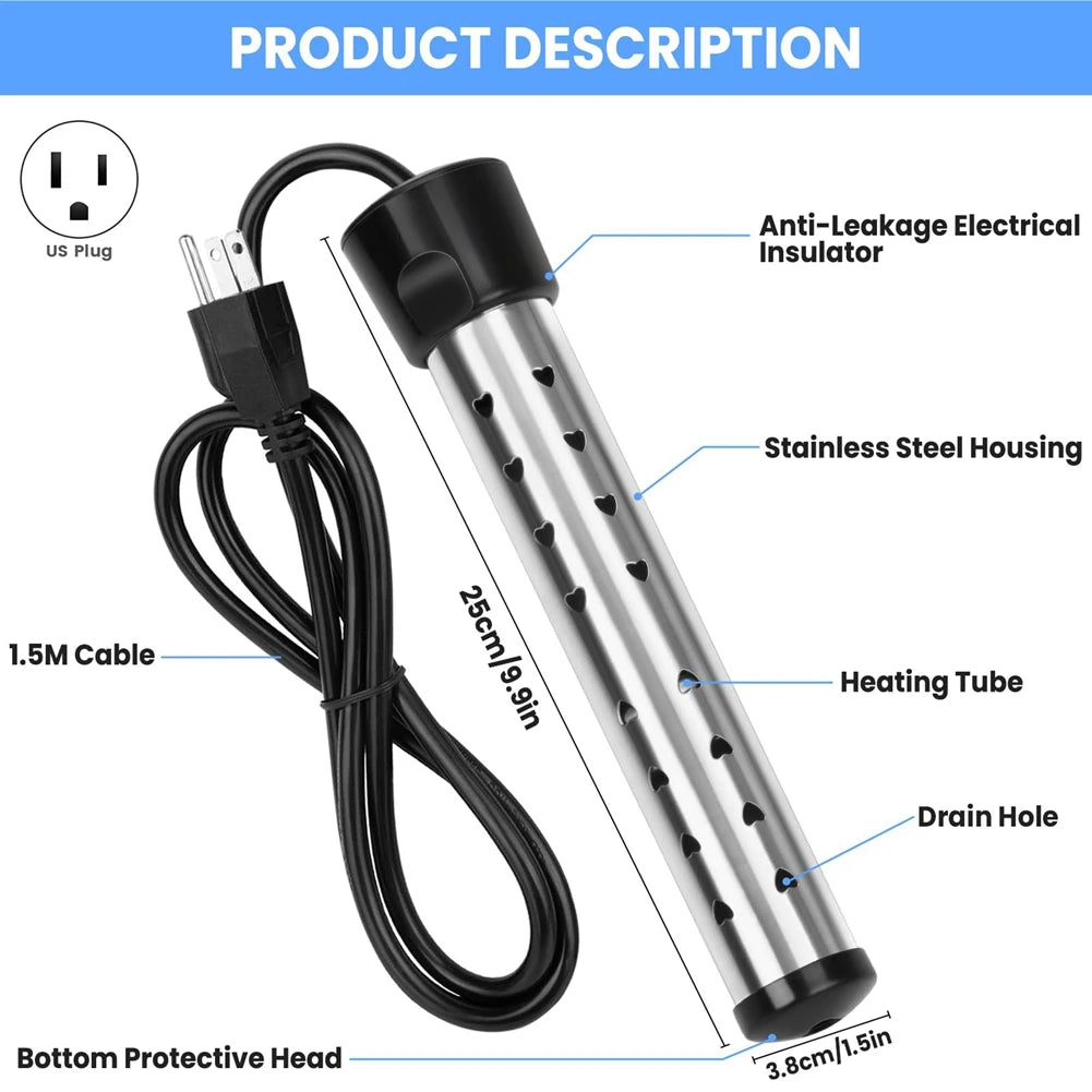 Immersion Water Heater, 1500W Portable Bucket Heater