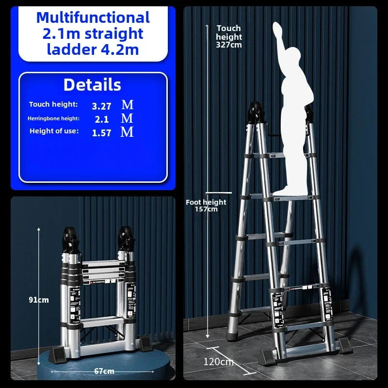 Multi-role Stainless Steel Telescopic Ladder