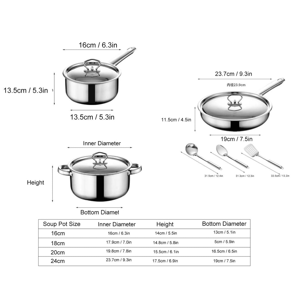 Stainless Steel Cookware Set Kitchen