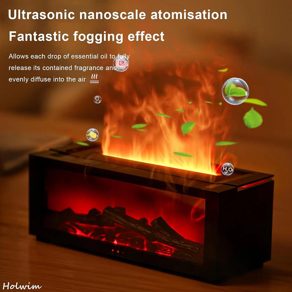 Flame Essential Oil Diffuser, 3D Flame Fireplace Aromatherapy
