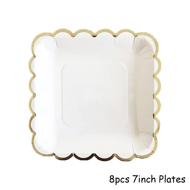 White Disposable Tableware Set Party Supplies