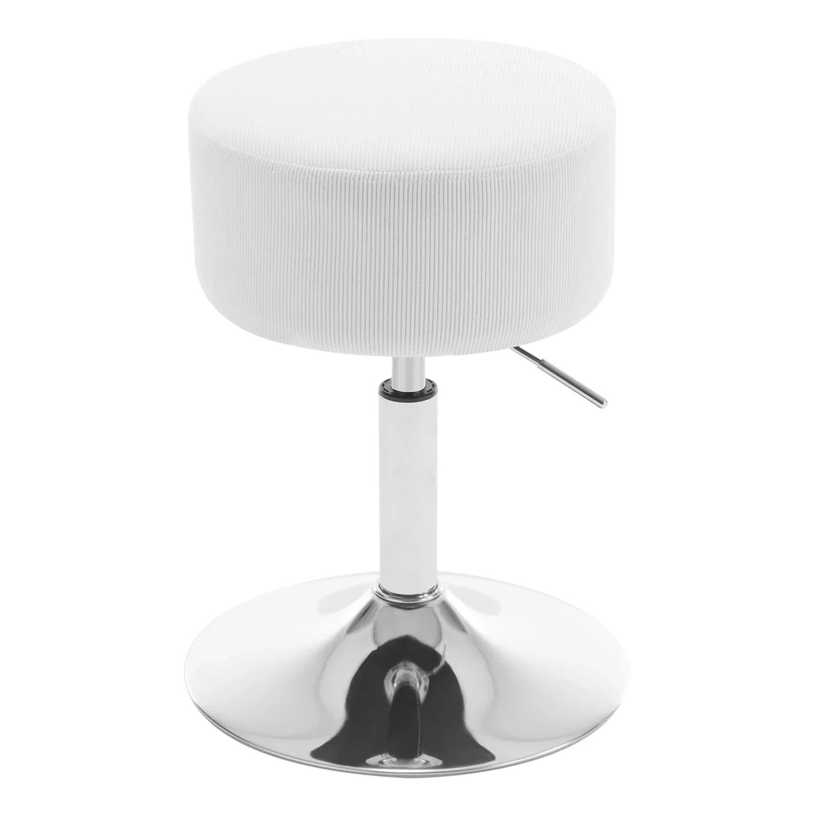 White Round Swivel Bar Stools Height-Adjustable Makeup Stools