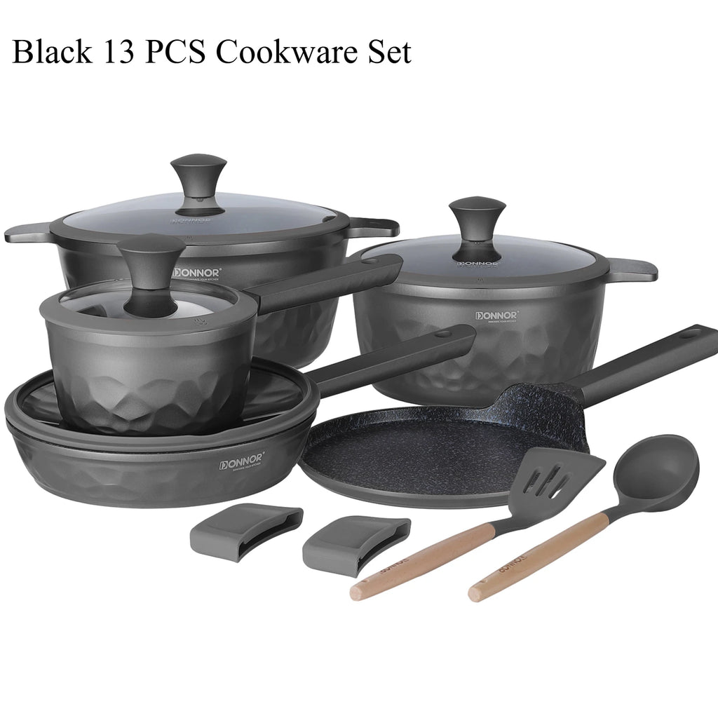 DONNOR Kitchen Cooking Set 12 Pcs Pots and Pans