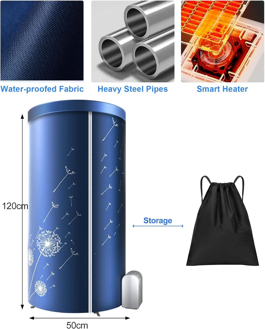Portable Electric Clothes Dryer,1000W Heated Clothes Airer