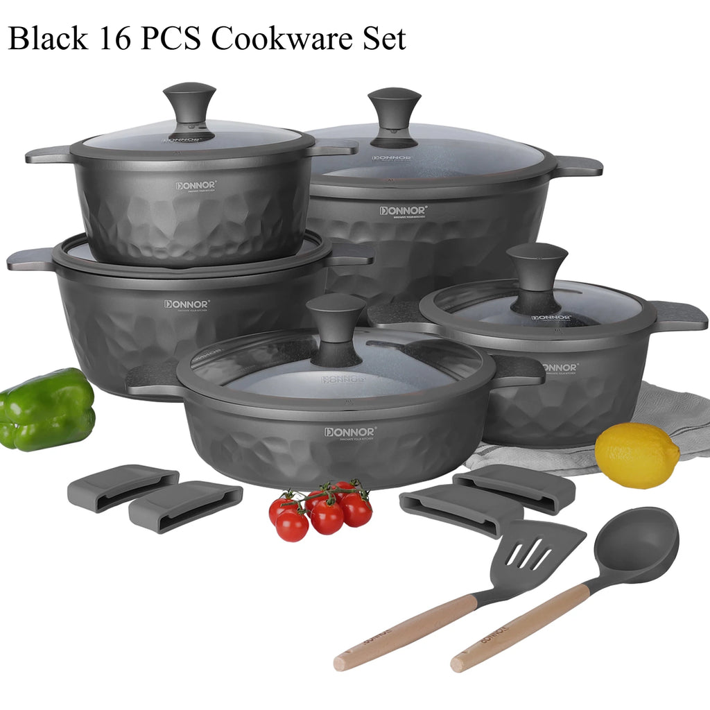 DONNOR Kitchen Cooking Set 12 Pcs Pots and Pans