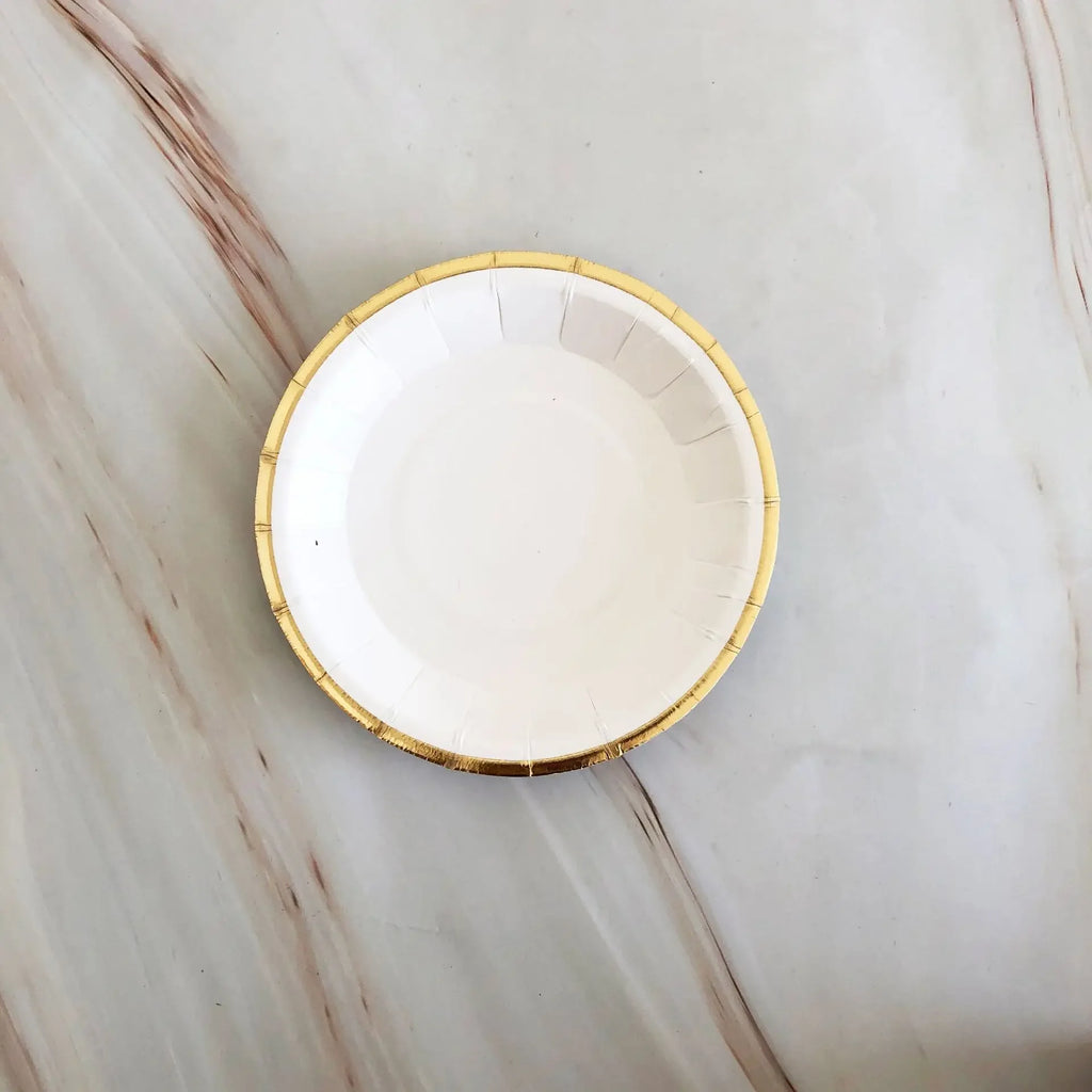 Gold and White Disposable Tableware Set with Paper Plates