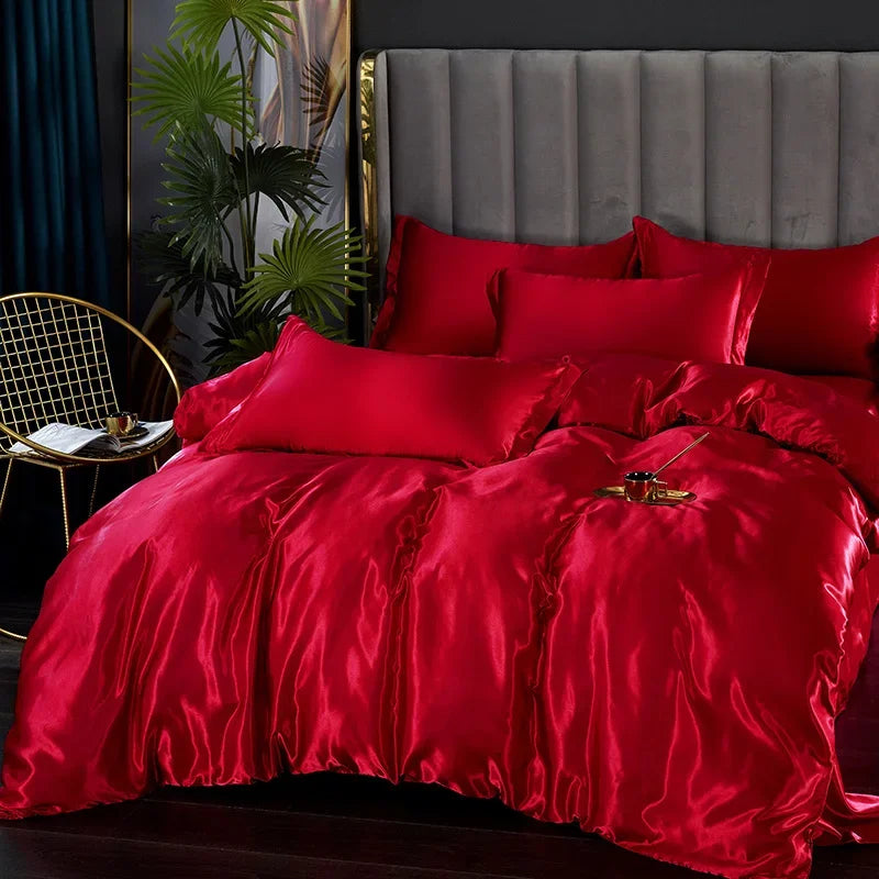 Silk Bedding Set with Duvet Cover 