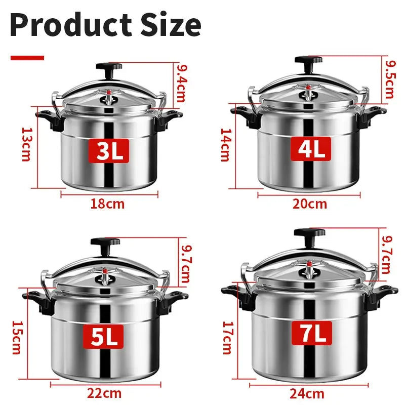 Aluminum 3L/4L/5L/7L Capacity Pressure Cooker