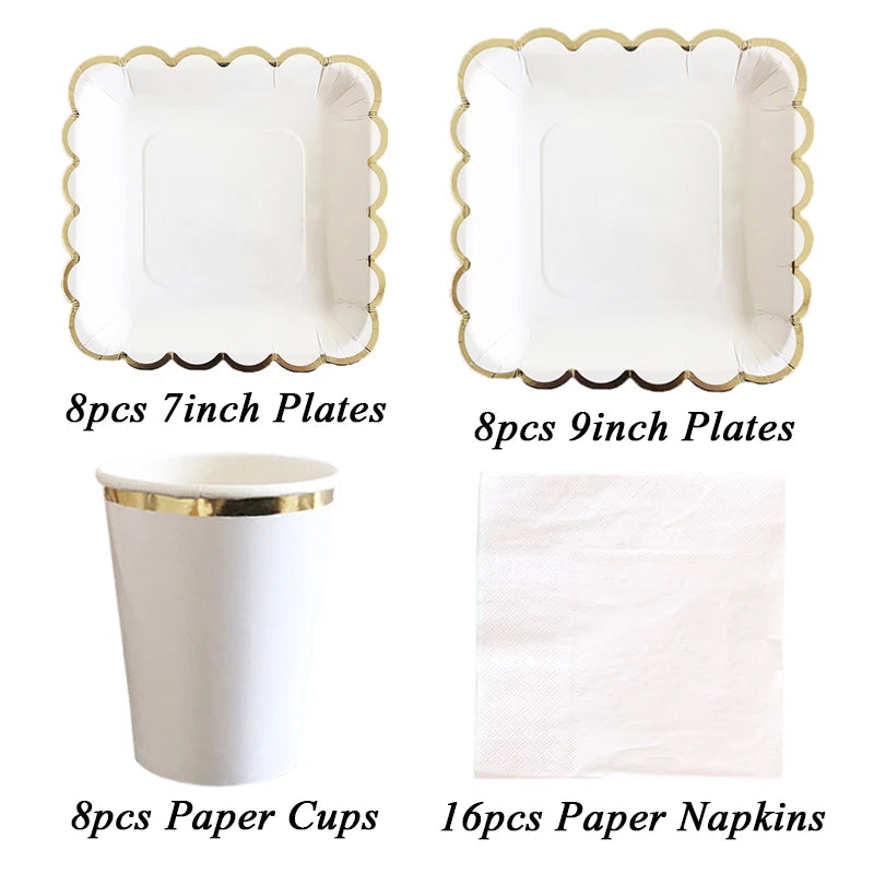 White Disposable Tableware Set Party Supplies