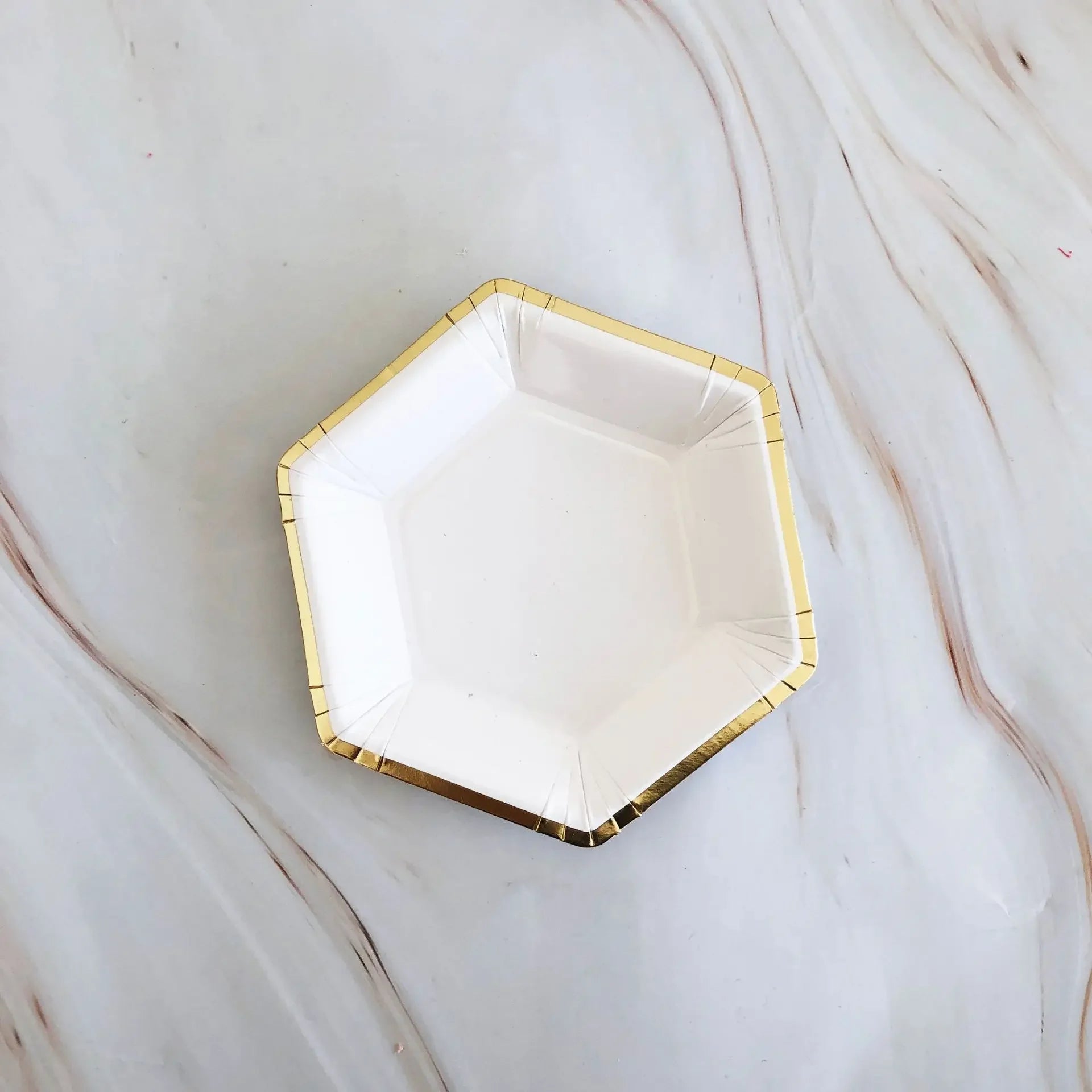 Gold and White Disposable Tableware Set with Paper Plates