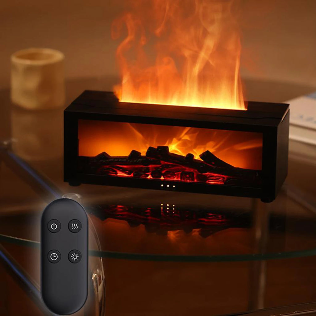 Flame Essential Oil Diffuser, 3D Flame Fireplace Aromatherapy