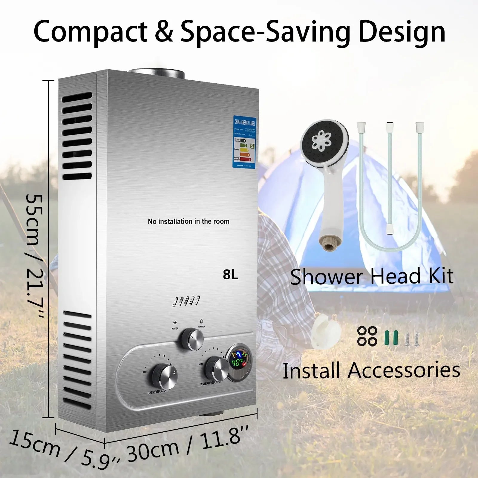 Water Heater LPG Boiler Gas Stainless Steel Tankless