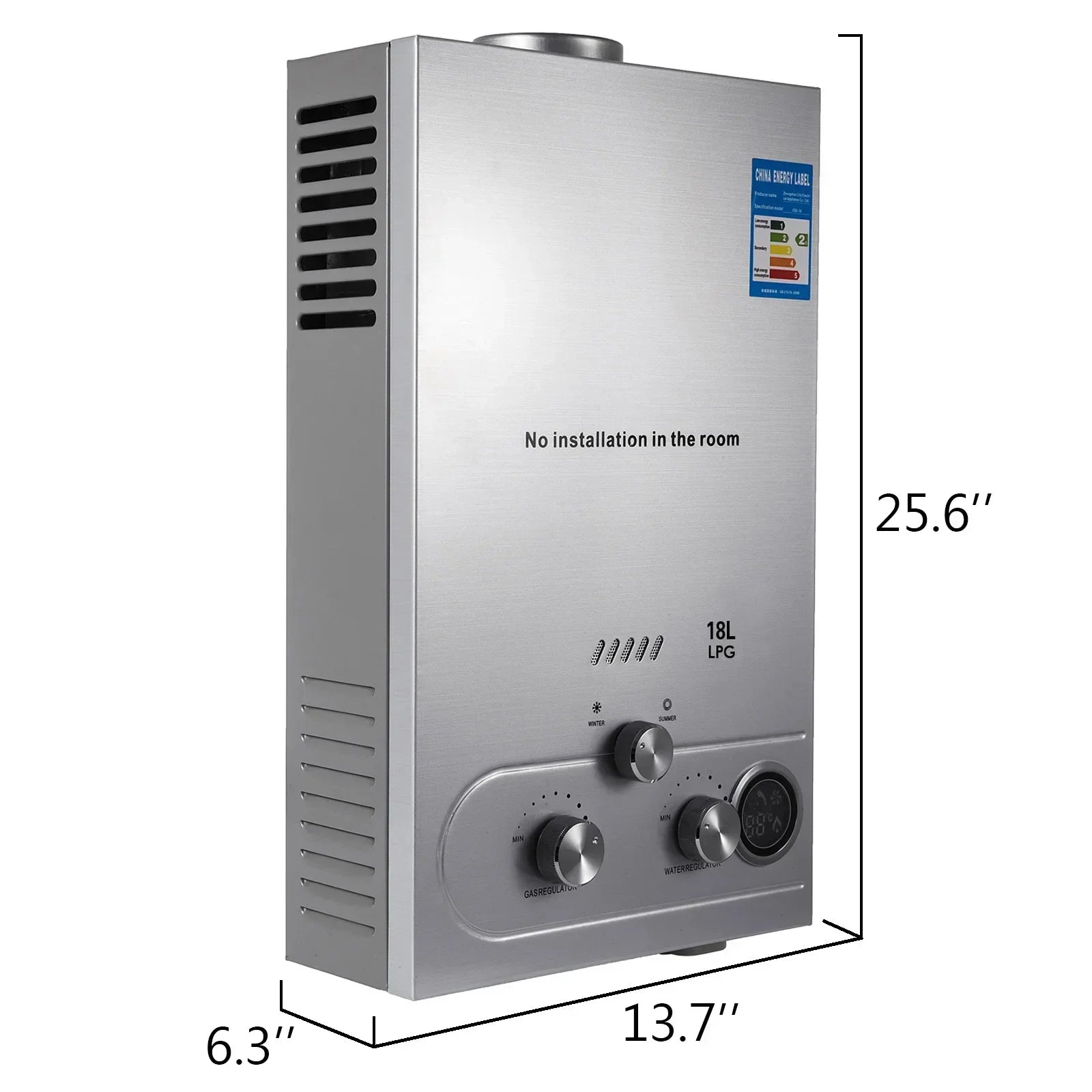 Water Heater LPG Boiler Gas Stainless Steel Tankless