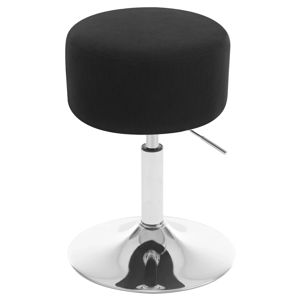White Round Swivel Bar Stools Height-Adjustable Makeup Stools