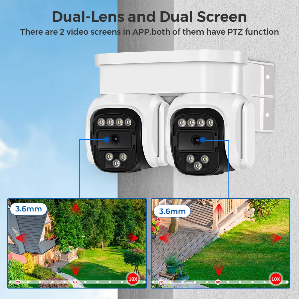 8MP 4K Dual PTZ Wifi Camera 10X Digital Zoom