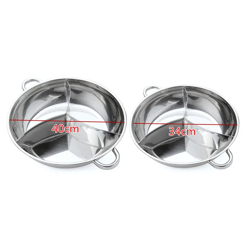 34cm Stainless Steel Hot Pot Three Divided Cookware