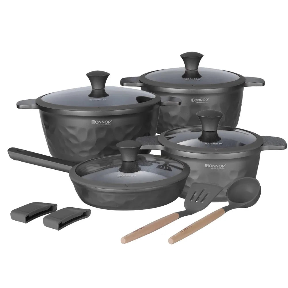DONNOR Kitchen Cooking Set 12 Pcs Pots and Pans