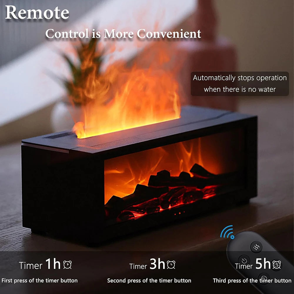 Flame Essential Oil Diffuser, 3D Flame Fireplace Aromatherapy