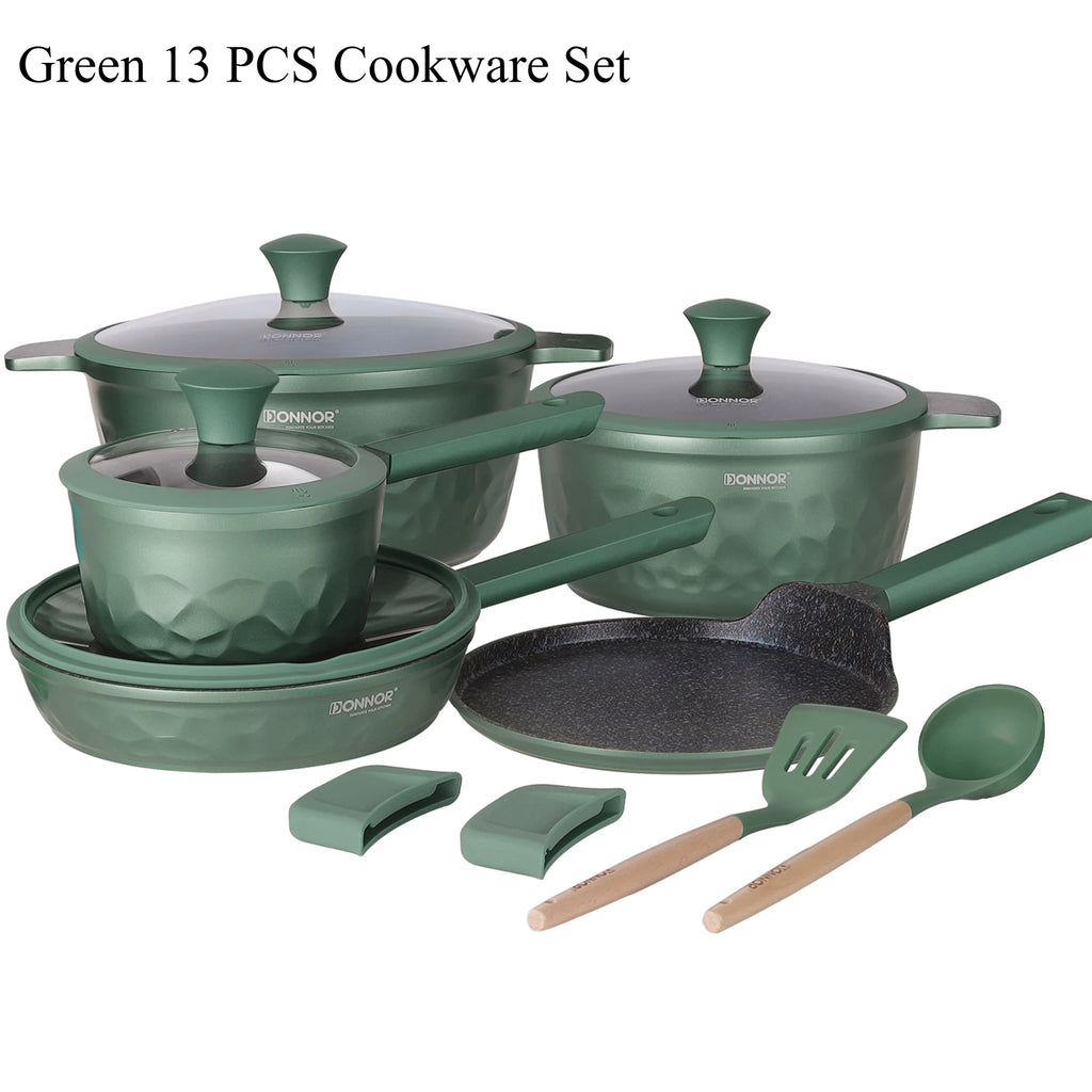 DONNOR Kitchen Cooking Set 12 Pcs Pots and Pans