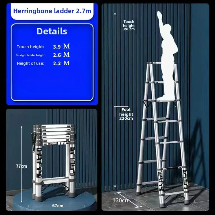 Multi-role Stainless Steel Telescopic Ladder