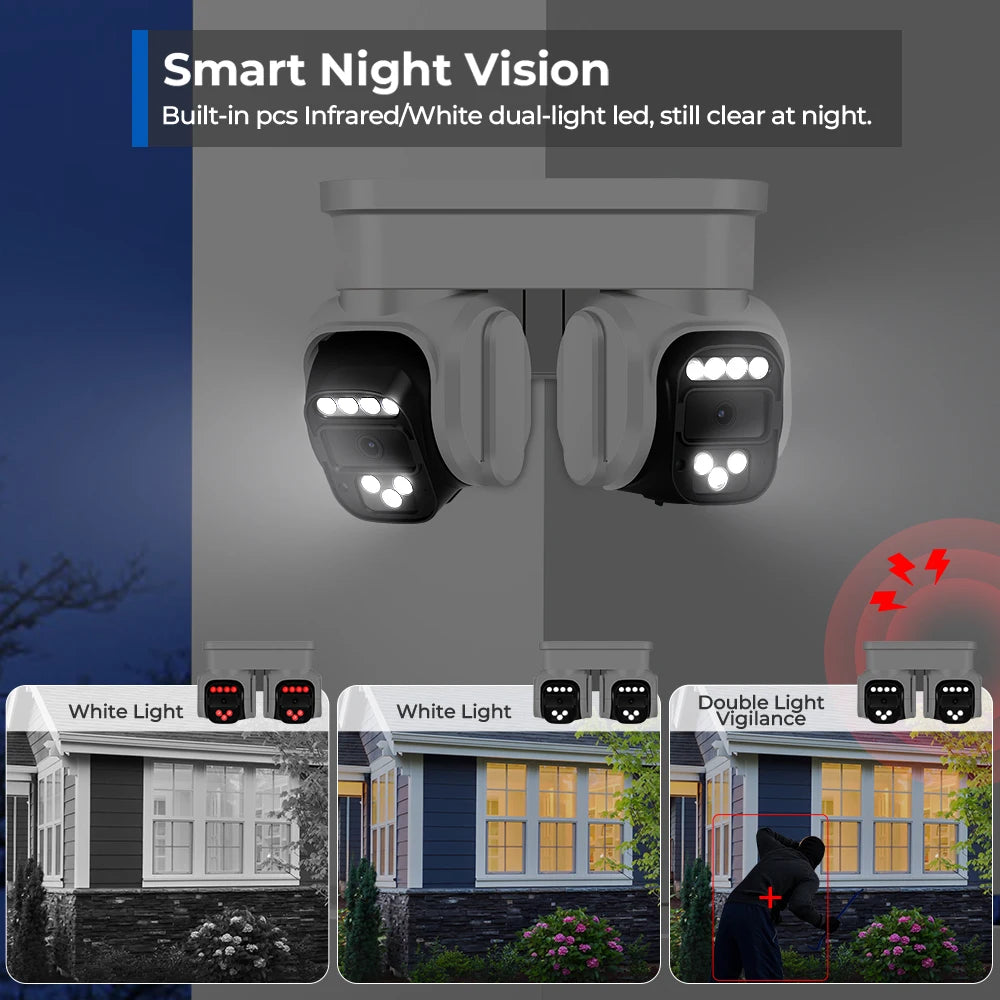 8MP 4K Dual PTZ Wifi Camera 10X Digital Zoom