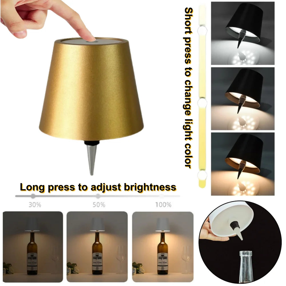 Wireless LED Wine Bottle Light Rechargeable Vases