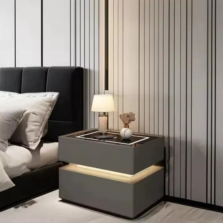 Bedside Table with High-End Suspension Lighting Simple