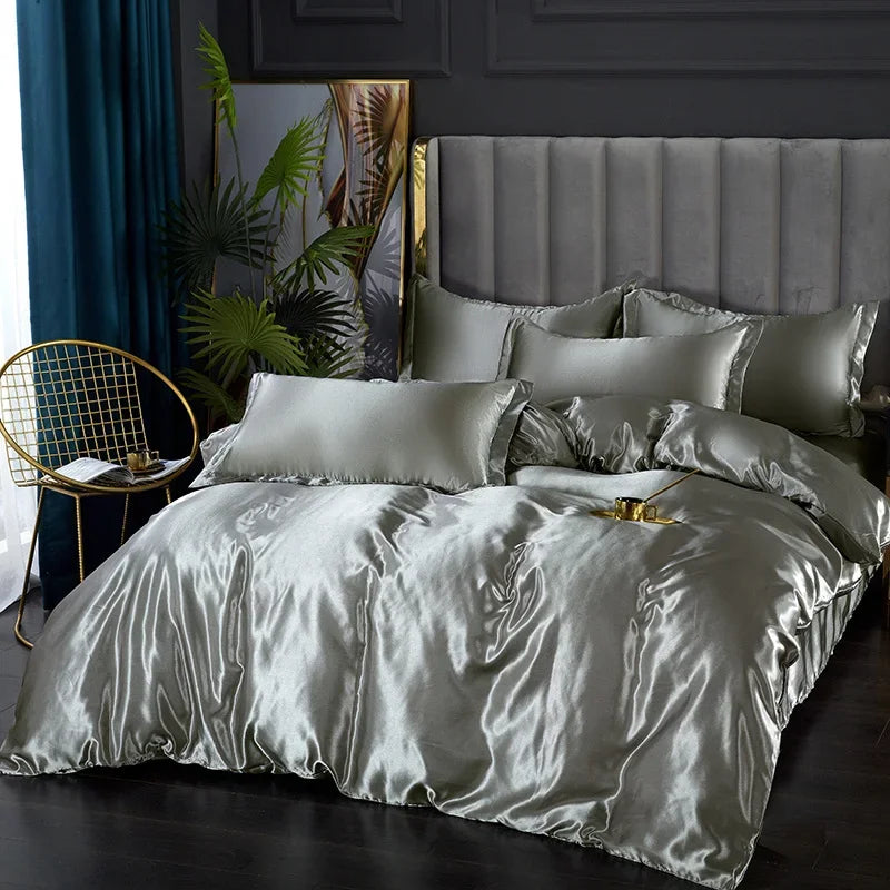Silk Bedding Set with Duvet Cover 