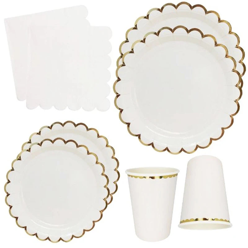 White Disposable Tableware Set Party Supplies
