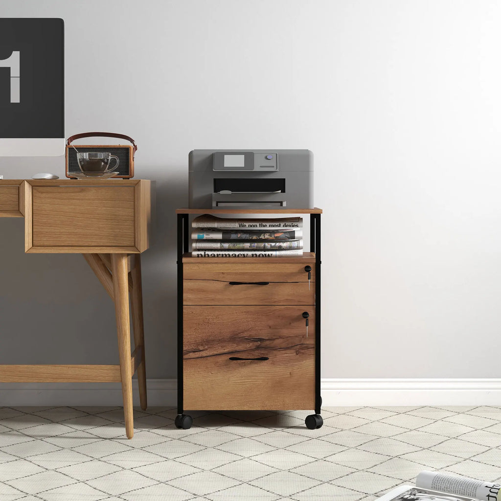 Vinsetto Office Drawer Unit with Wheels Lock 44X40X66.5 cm