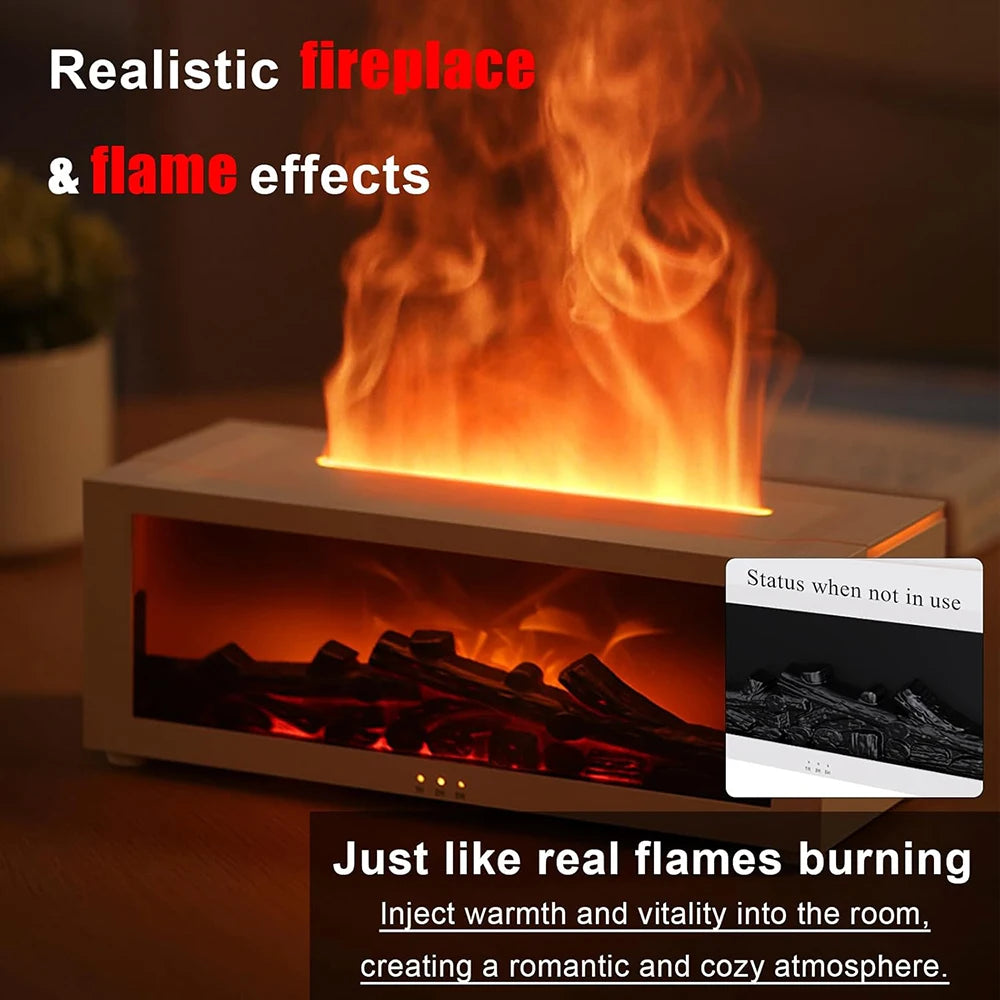Flame Essential Oil Diffuser, 3D Flame Fireplace Aromatherapy