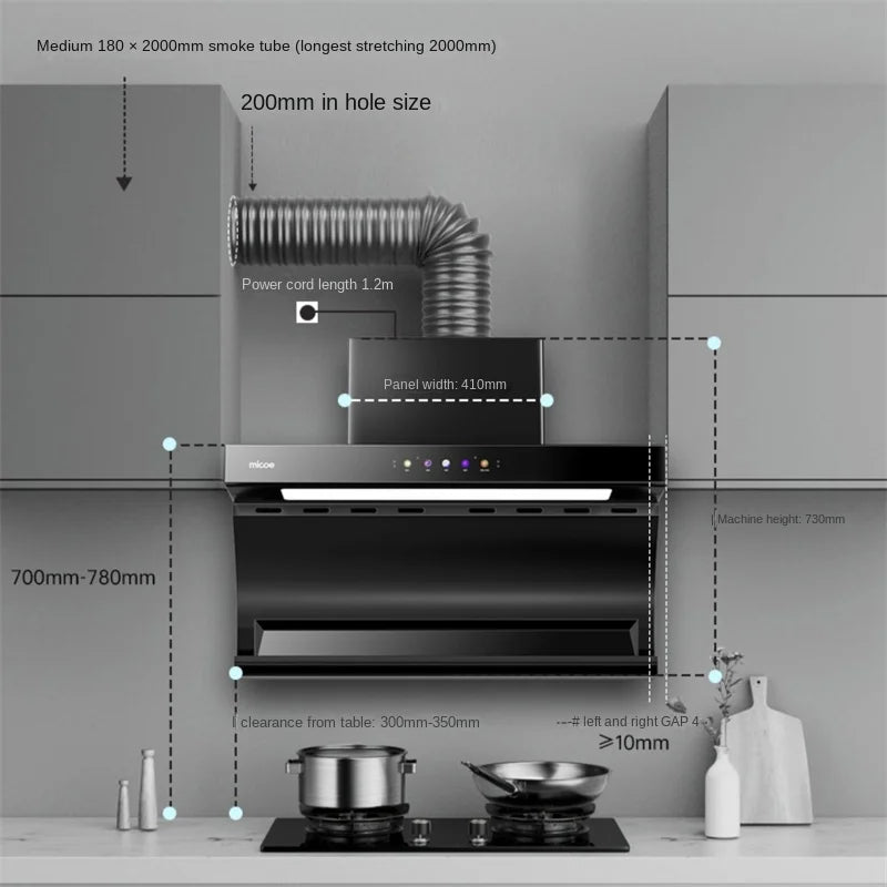Large Suction Hood Kitchen Range Hood Exhaust