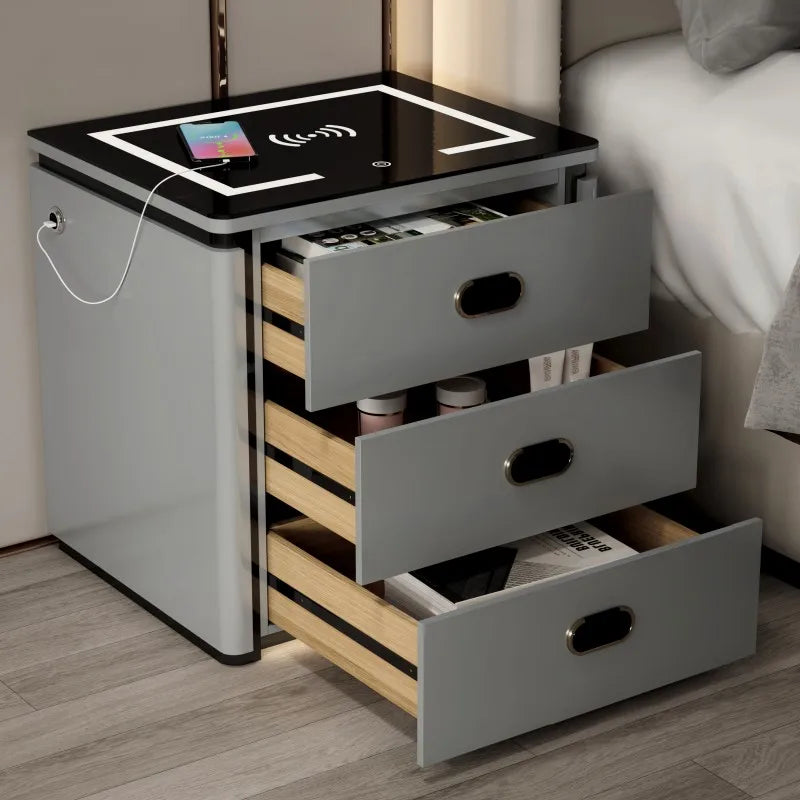 Modern Home Smart Wooden Bedside Cabinet Integrated