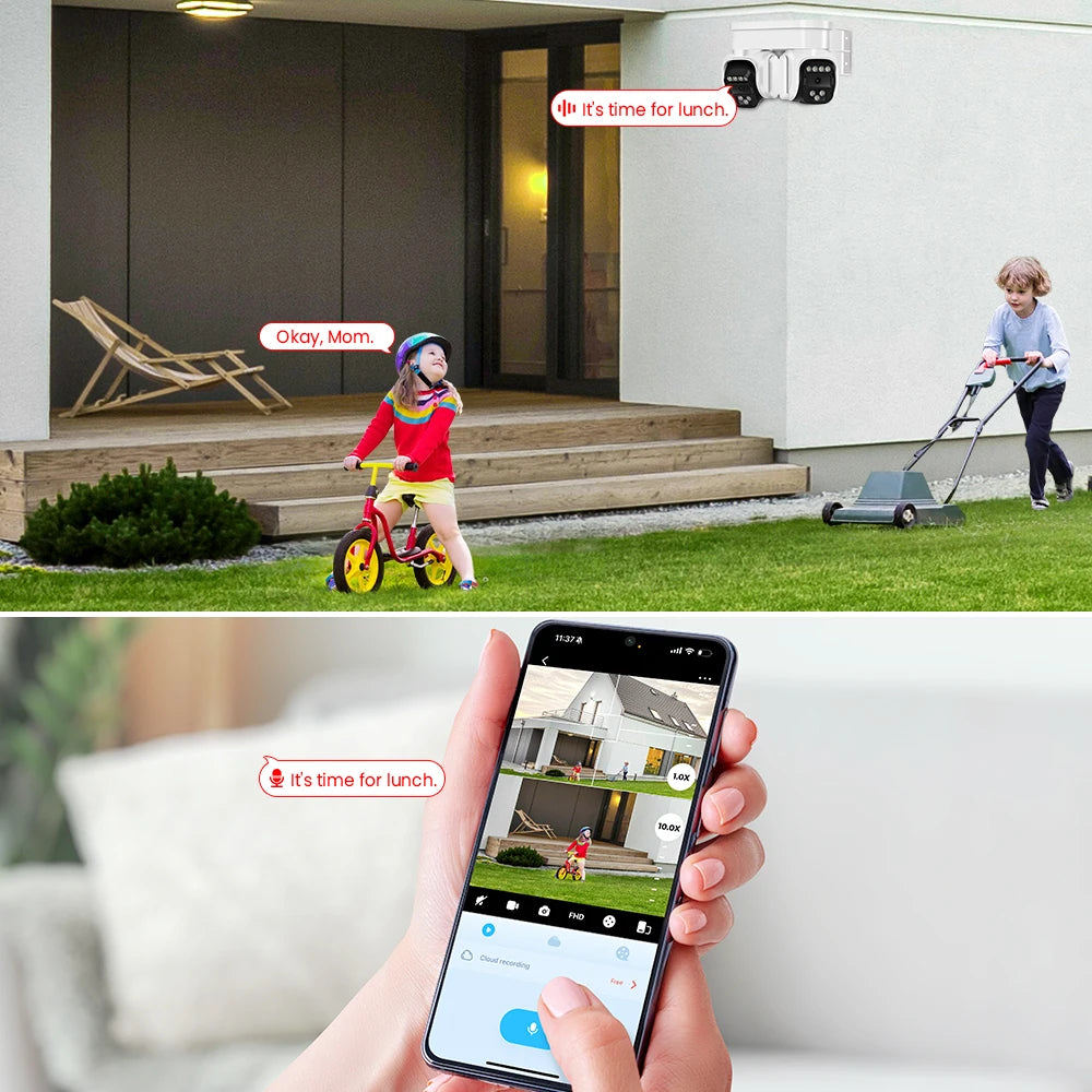 8MP 4K Dual PTZ Wifi Camera 10X Digital Zoom