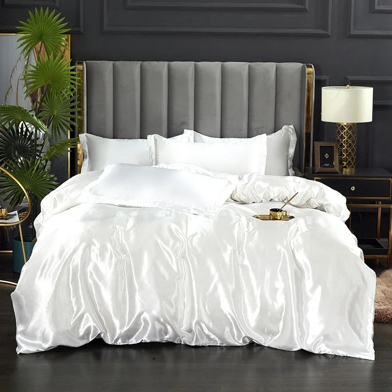 Silk Bedding Set with Duvet Cover Bed Sheet Pillowcase