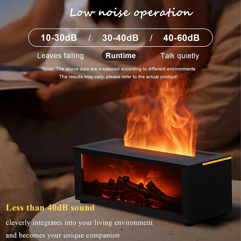 Flame Essential Oil Diffuser, 3D Flame Fireplace Aromatherapy