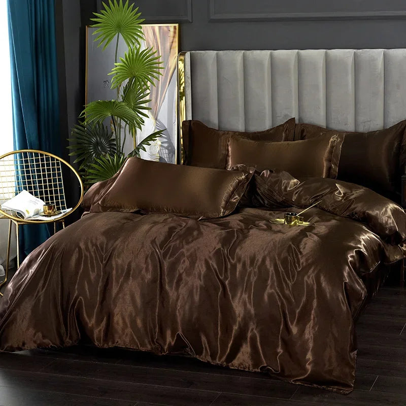 Silk Bedding Set with Duvet Cover 